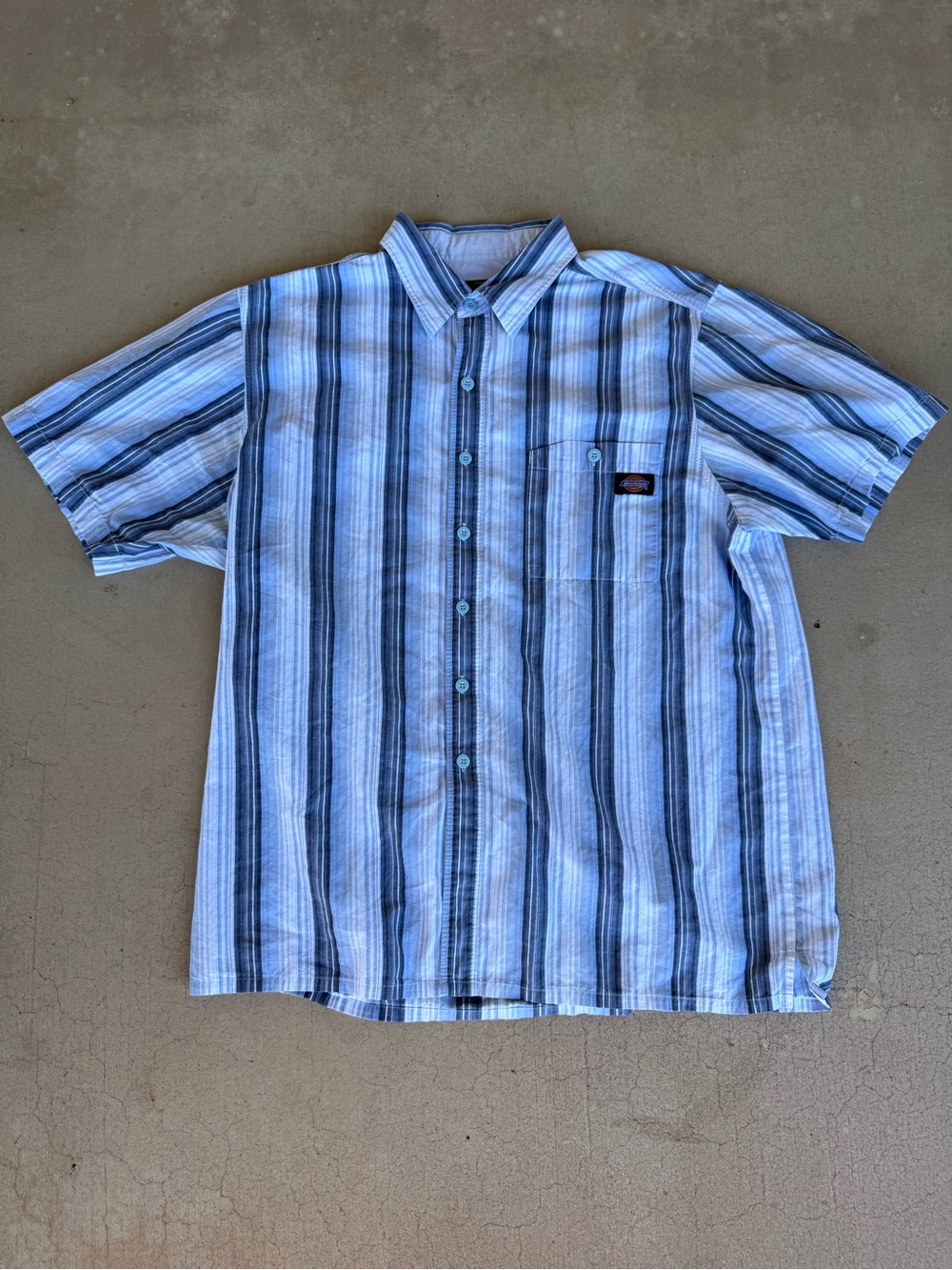 Dickies Striped Short Sleeve Button-Up Work Shirt – XL